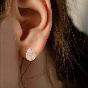 9mm Silver Crystal Stud Earrings